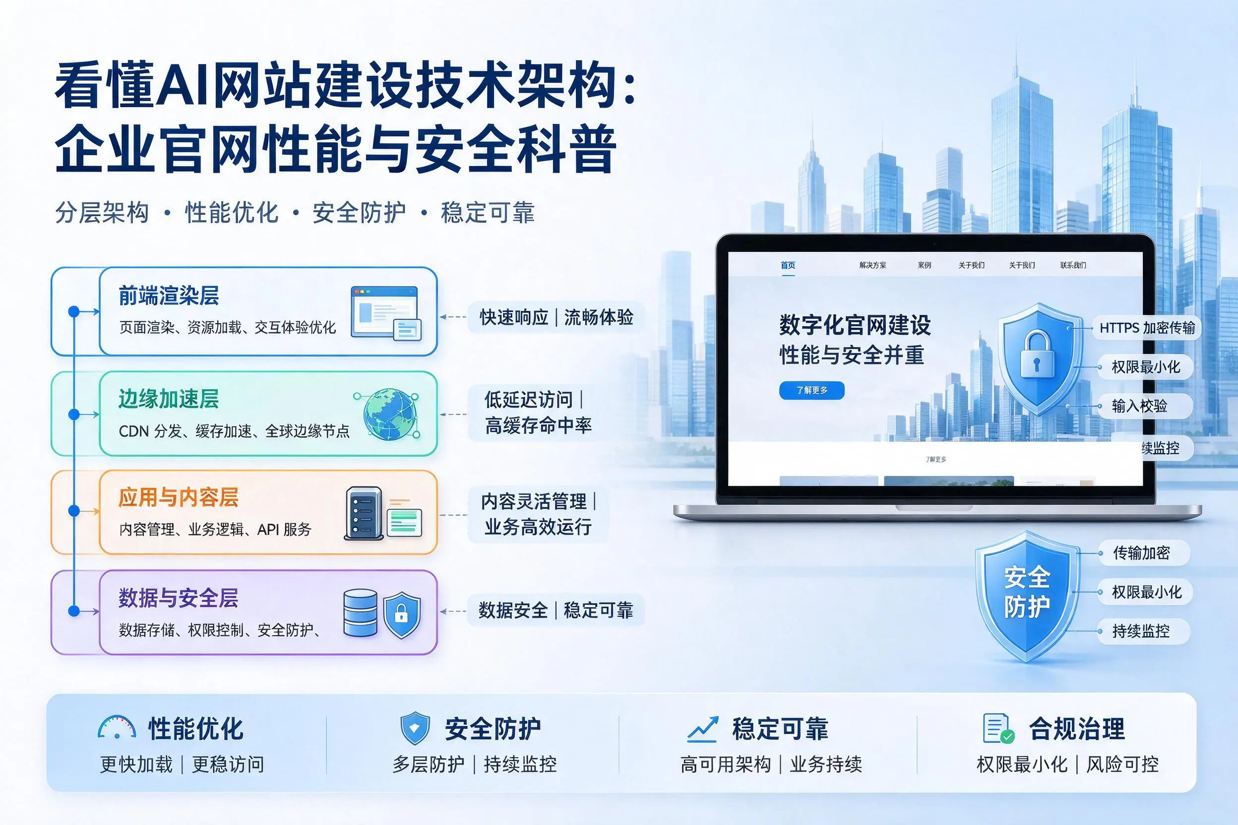 看懂AI网站建设技术架构:亳州企业官网性能与安全科普