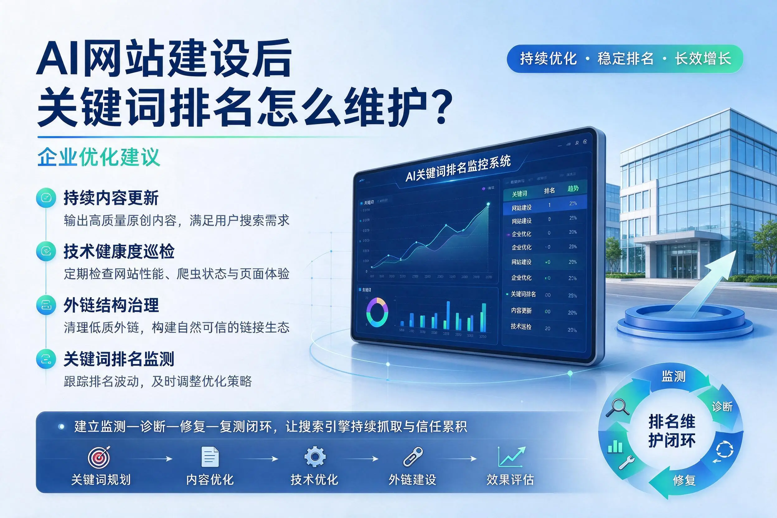 AI网站建设后关键词排名怎么维护？亳州企业优化建议