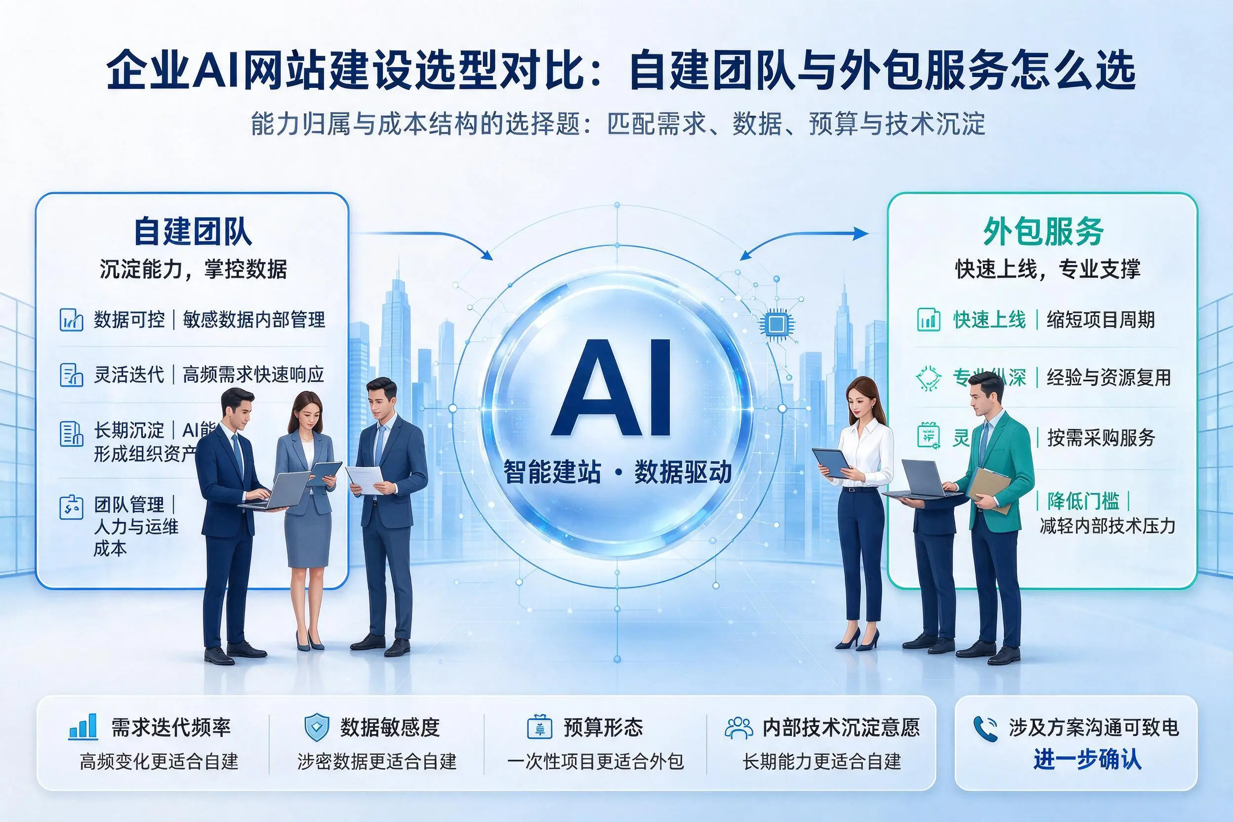 亳州企业AI网站建设选型对比：自建团队与外包服务怎么选