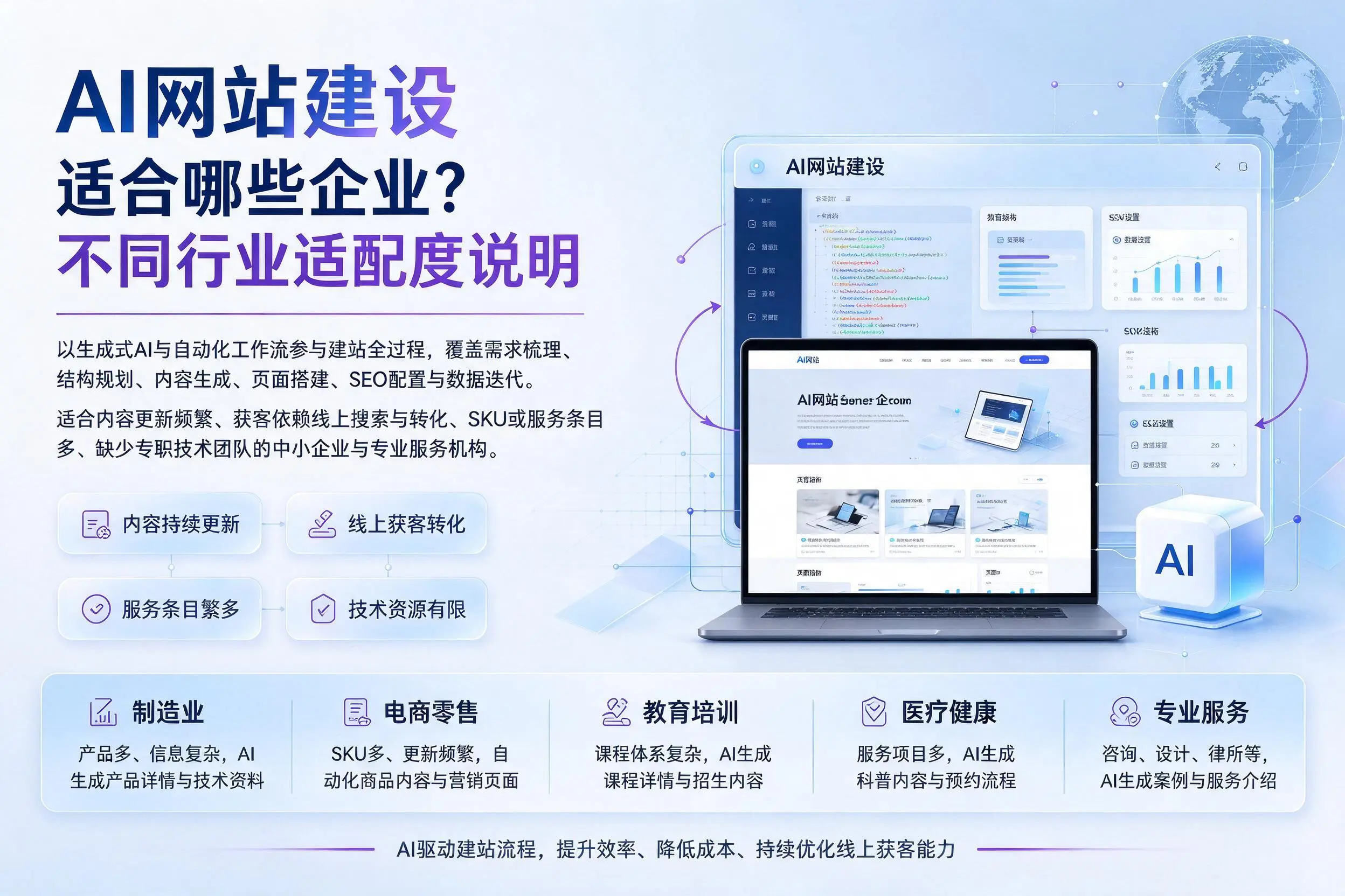 AI网站建设适合哪些企业？亳州不同行业适配度说明